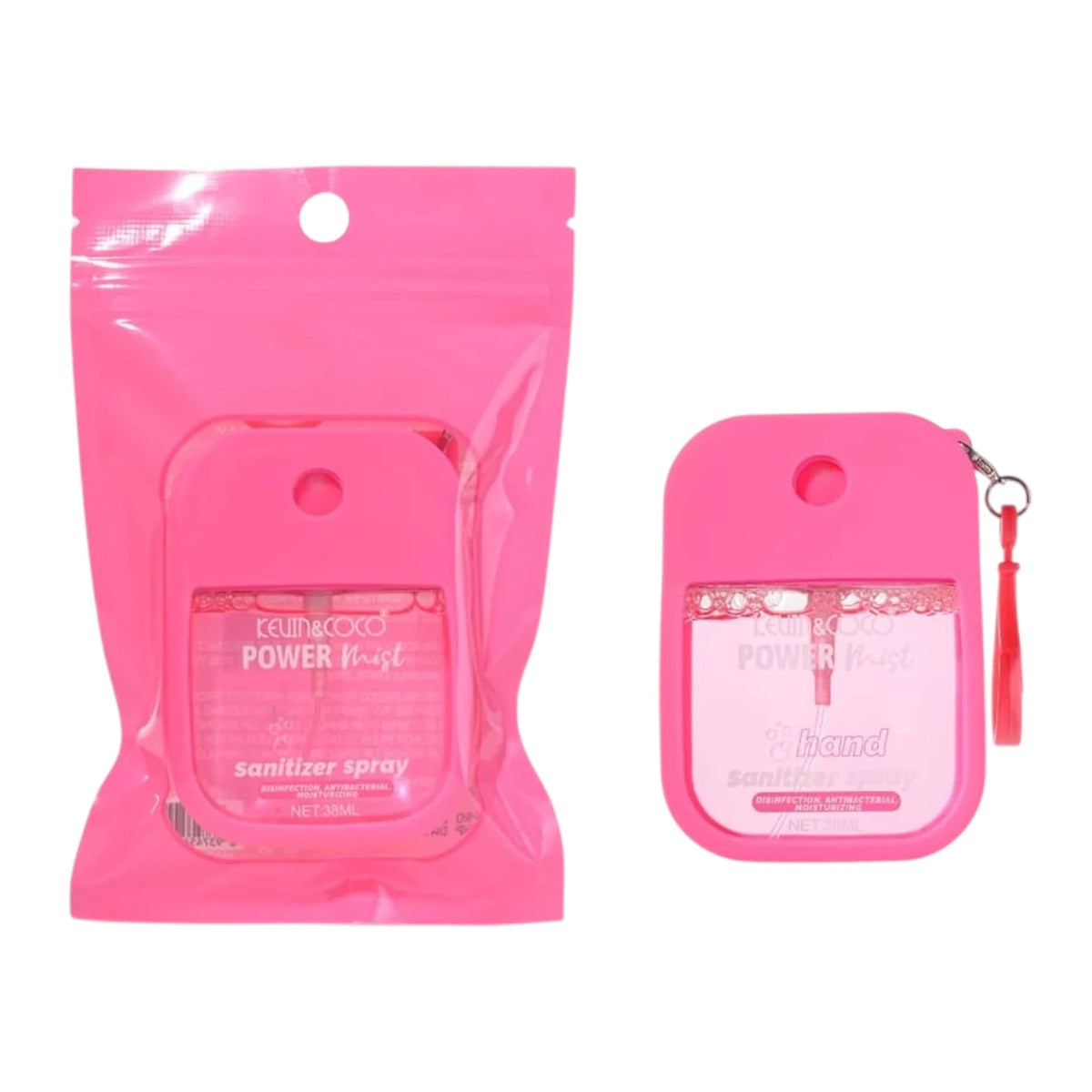 Kevin & Coco Power Mist Hand Sanitizer Spray – Portable Antibacterial & Moisturizing Pocket Mist with Keychain Case 24 Pcs