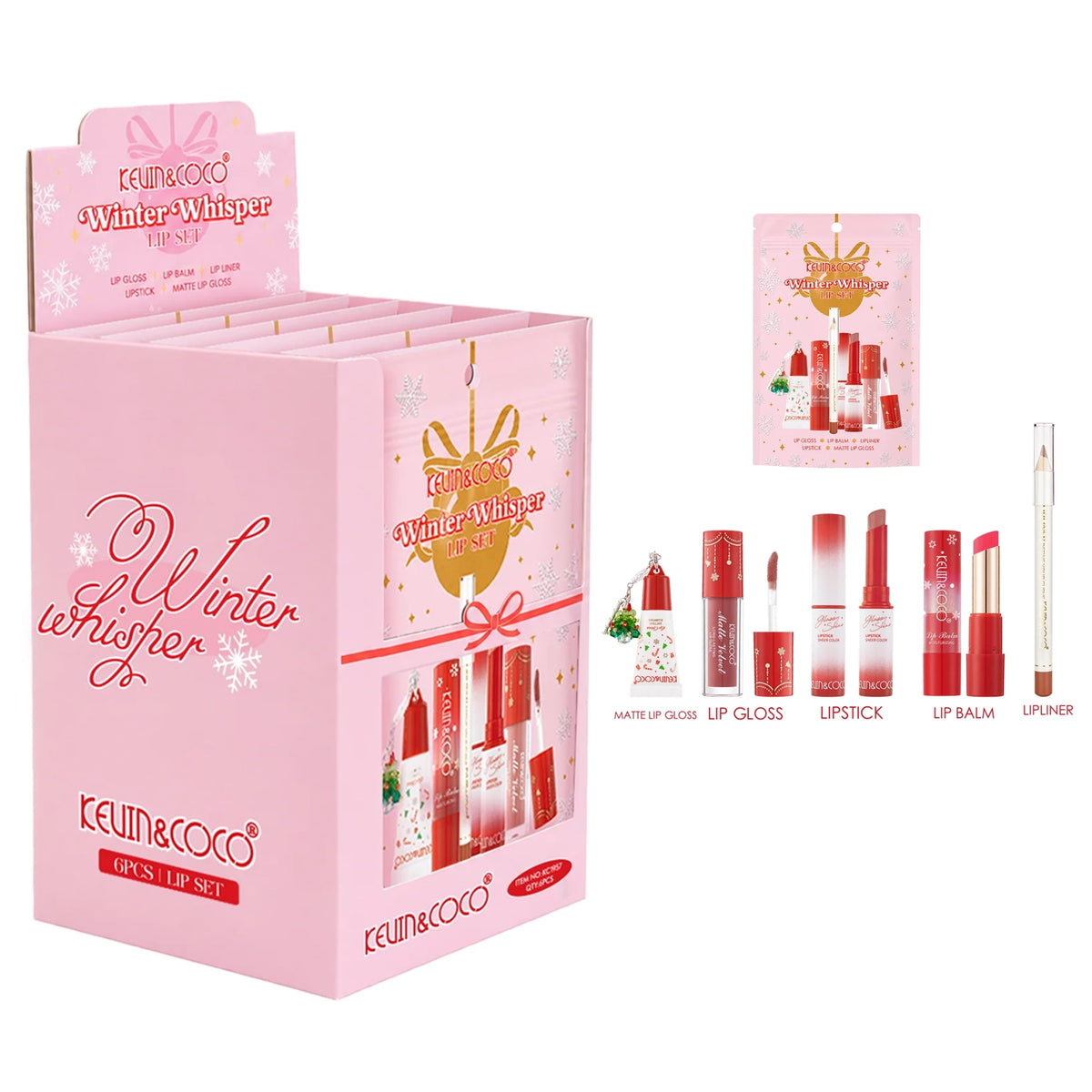 Kevin & Coco - Winter Whisper 6-Piece Lip Set (Holiday Gift Set)