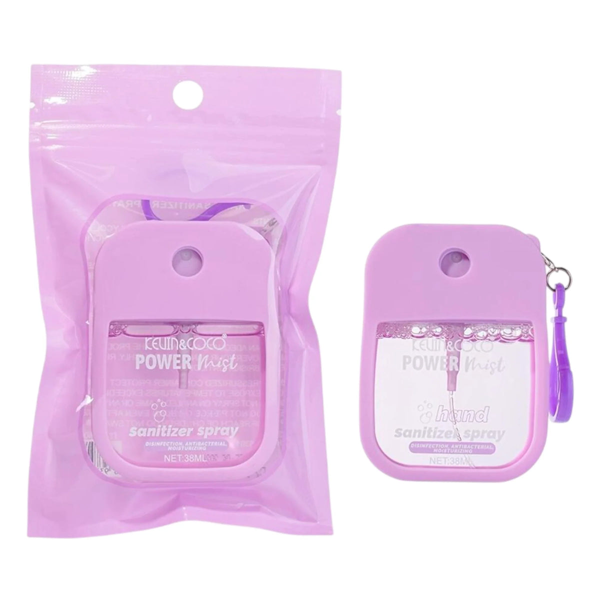 Kevin & Coco Lavender Power Mist Hand Sanitizer Spray (38ml) | Disinfection, Antibacterial & Moisturizing Pocket Mist with Keychain Clip (24pcs)