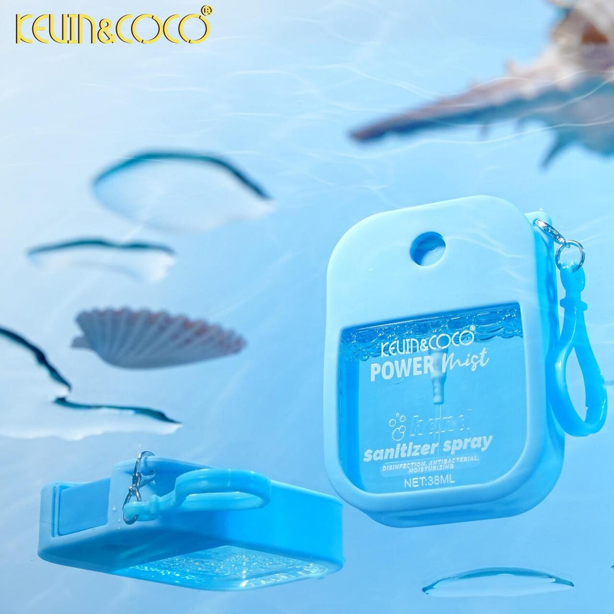 Kevin & Coco Power Mist Hand Sanitizer Spray – Pocket-Sized Antibacterial & Moisturizing Mist with Keychain Attachment