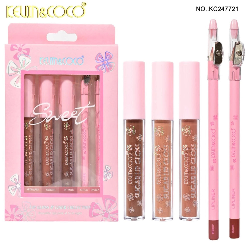 Kevin&Coco - Floral Lip Kit 3 Gloss +2 Lip Liner