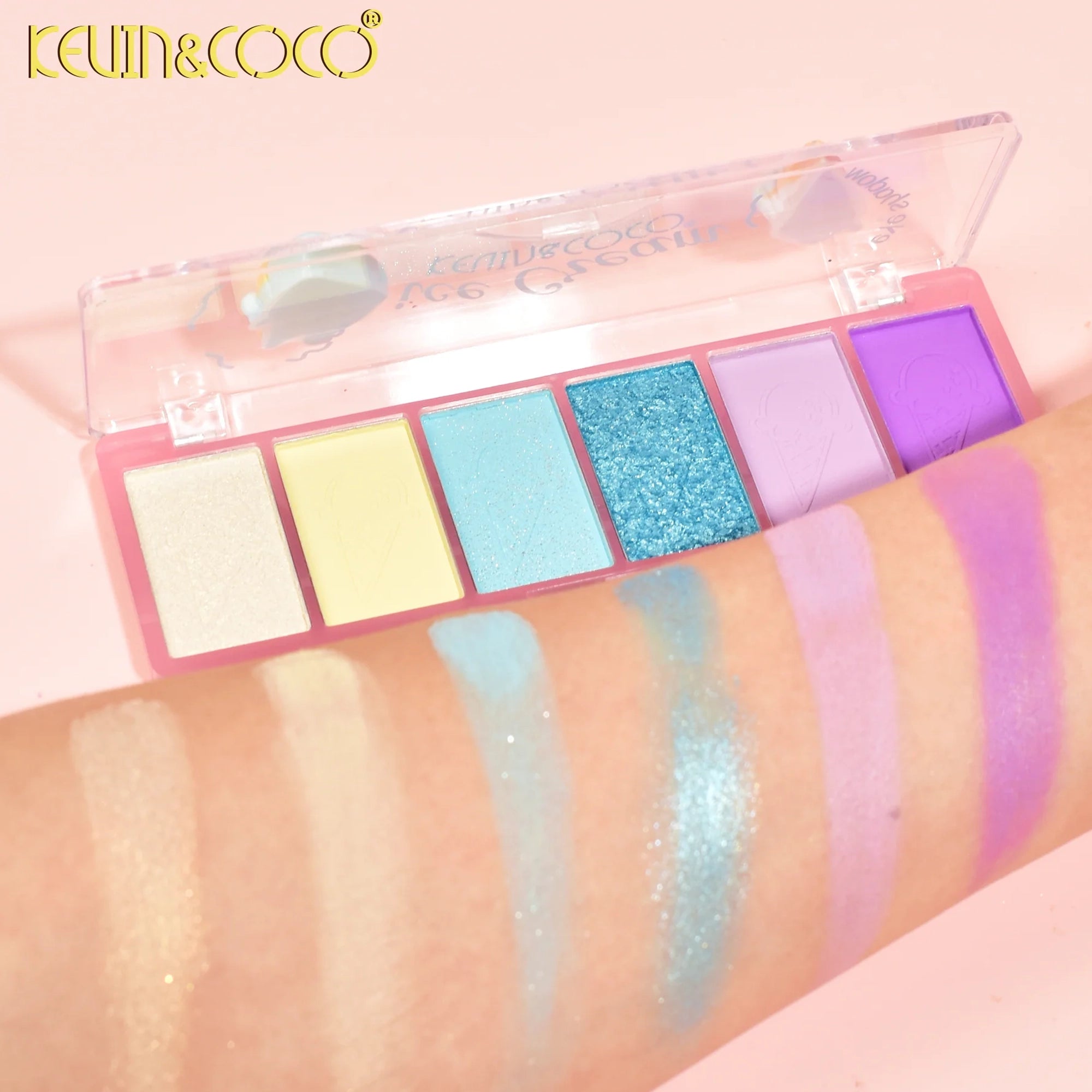 Kevin & Coco 6-Color Mini Eyeshadow Palette Set – Cute Food & Dessert Themed Matte & Shimmer Makeup Palettes