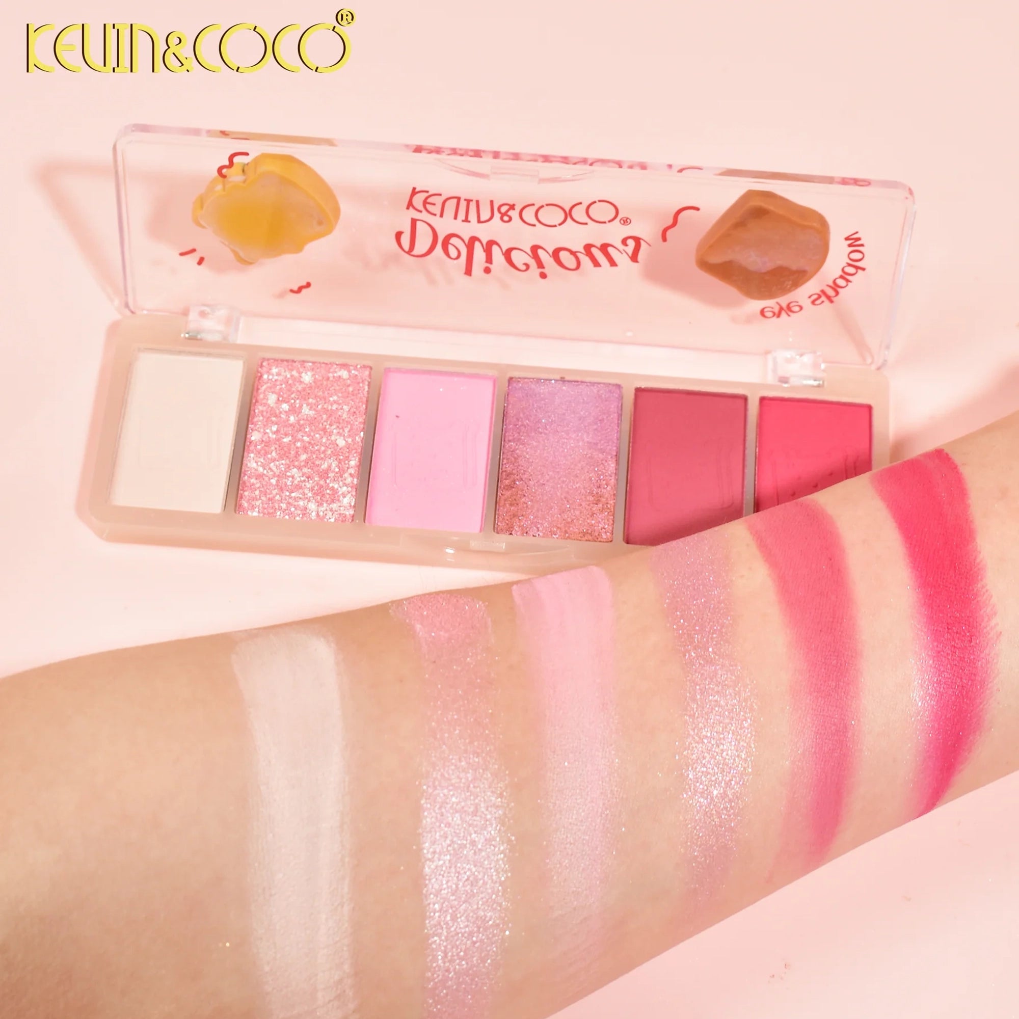 Kevin & Coco 6-Color Mini Eyeshadow Palette Set – Cute Food & Dessert Themed Matte & Shimmer Makeup Palettes