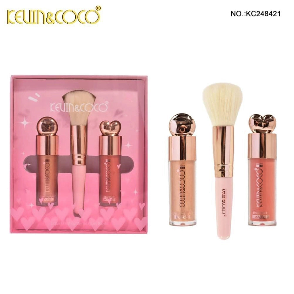 Kevin&Coco - Cheek Glow Highlight + Blush + Brush Set