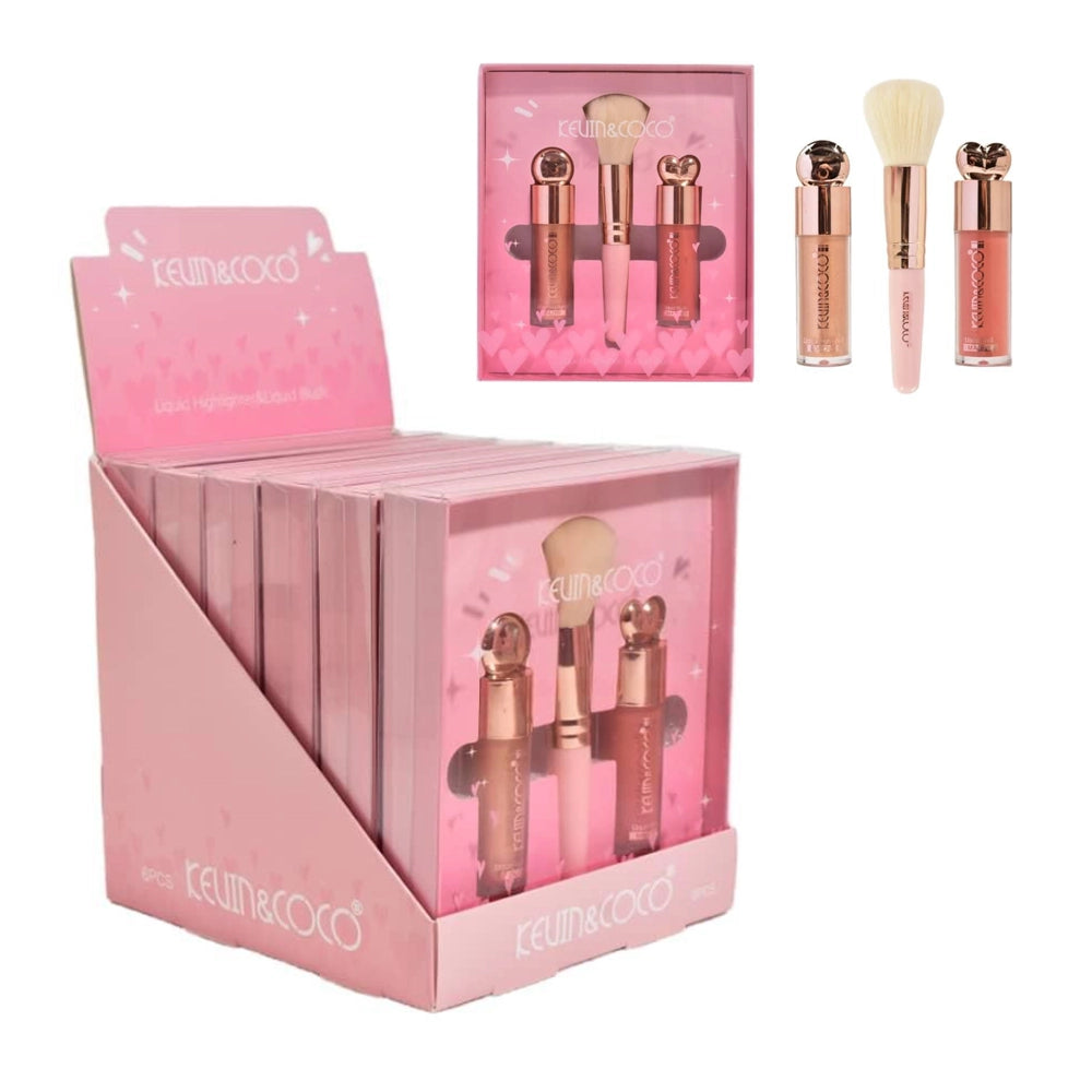 Kevin&Coco - Cheek Glow Highlight + Blush + Brush Set