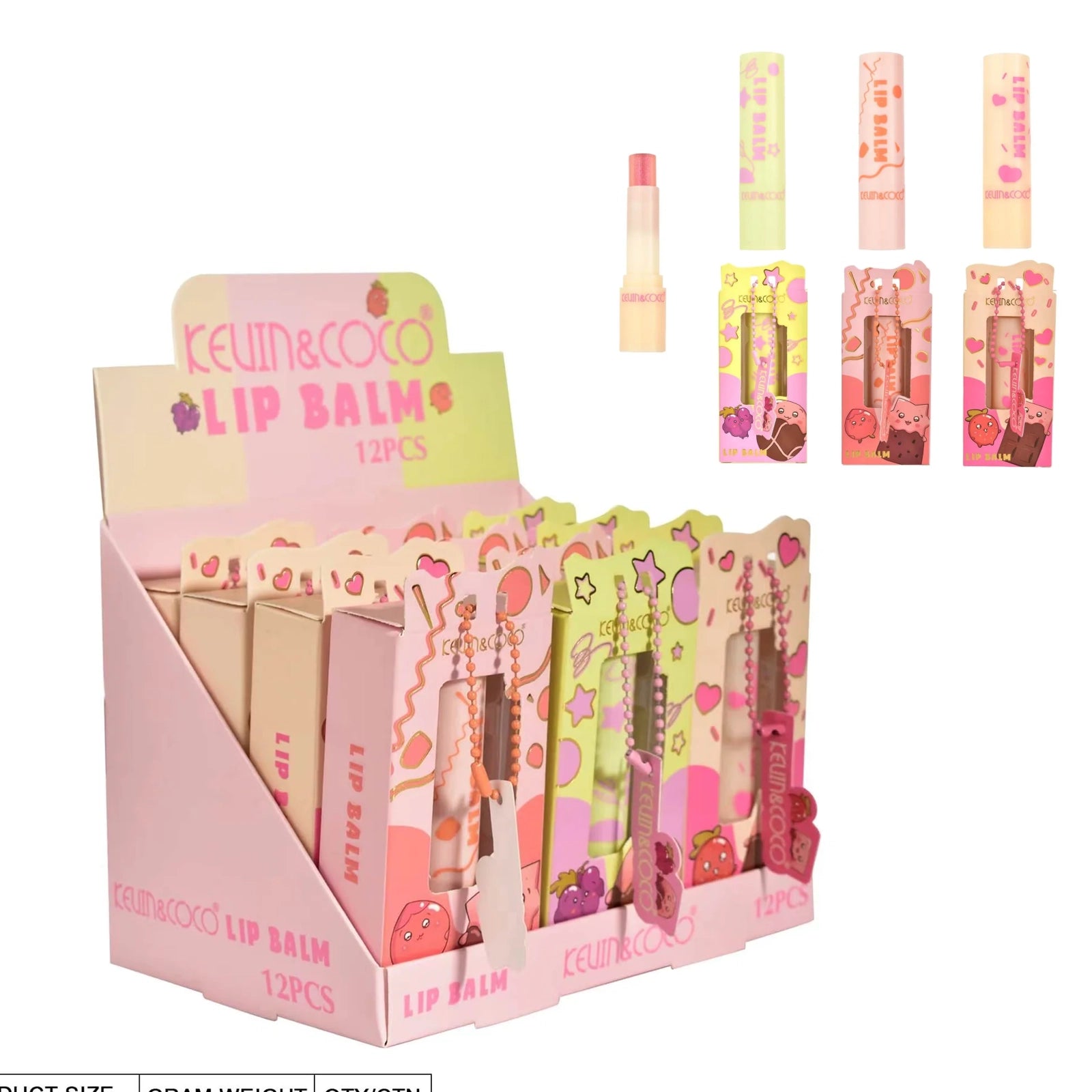 Kevin & Coco – Shimmer & Misten Lip Balm | Display Set 12pcs