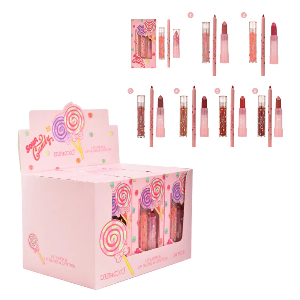 Kevin&Coco - Candy Collection Lip Kit Lip Liner Pen+ Lip Glaze+ Lipstick