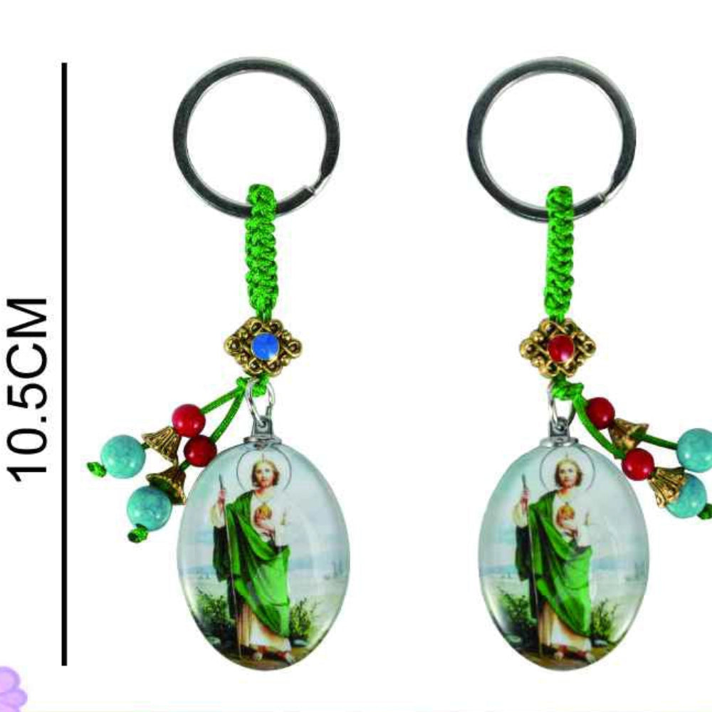 Saint Jude Thaddeus Religious Keychain - San Judas Tadeo Protection Amulet (KC51)