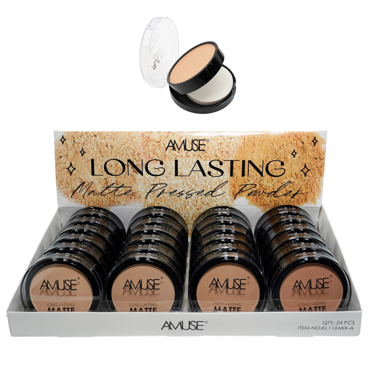 Amuse Long Lasting Matte Pressed Powder Display Set – 24 Pcs