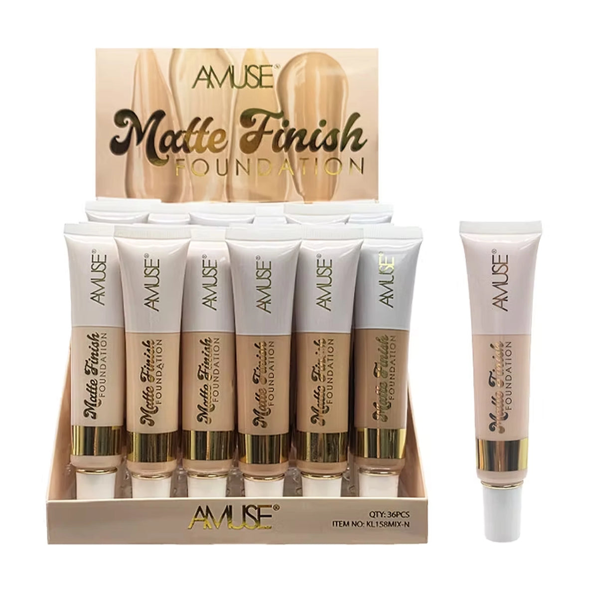 Amuse Matte Finish Foundation Retail Display Set – 36 Pcs