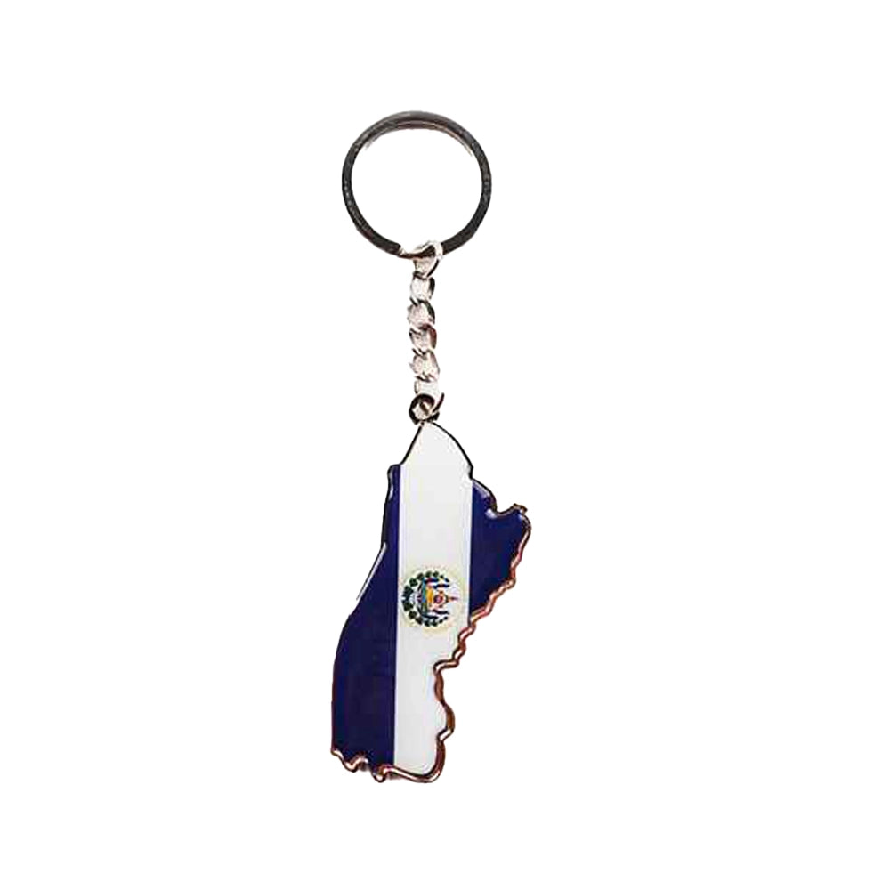 El Salvador Flag Map Keychain | Premium Salvadoran Souvenir Key Ring