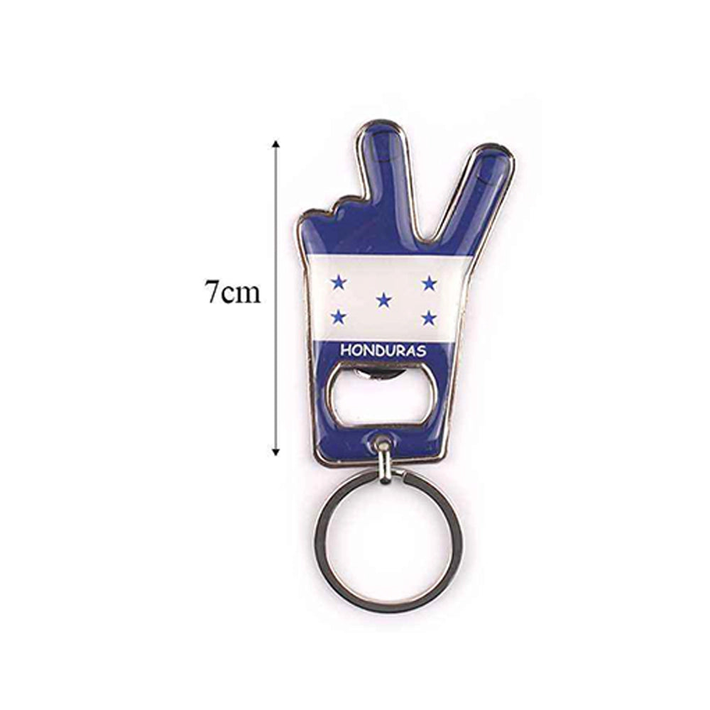 Honduras Flag Peace Sign Bottle Opener Keychain | Metal Souvenir Gift
