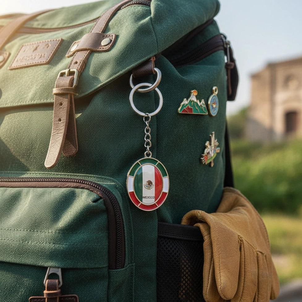 Mexico Flag Oval Keychain | 4.5cm Mexican Heritage Key Ring