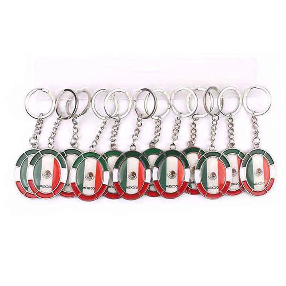 Mexico Flag Oval Keychain | 4.5cm Mexican Heritage Key Ring