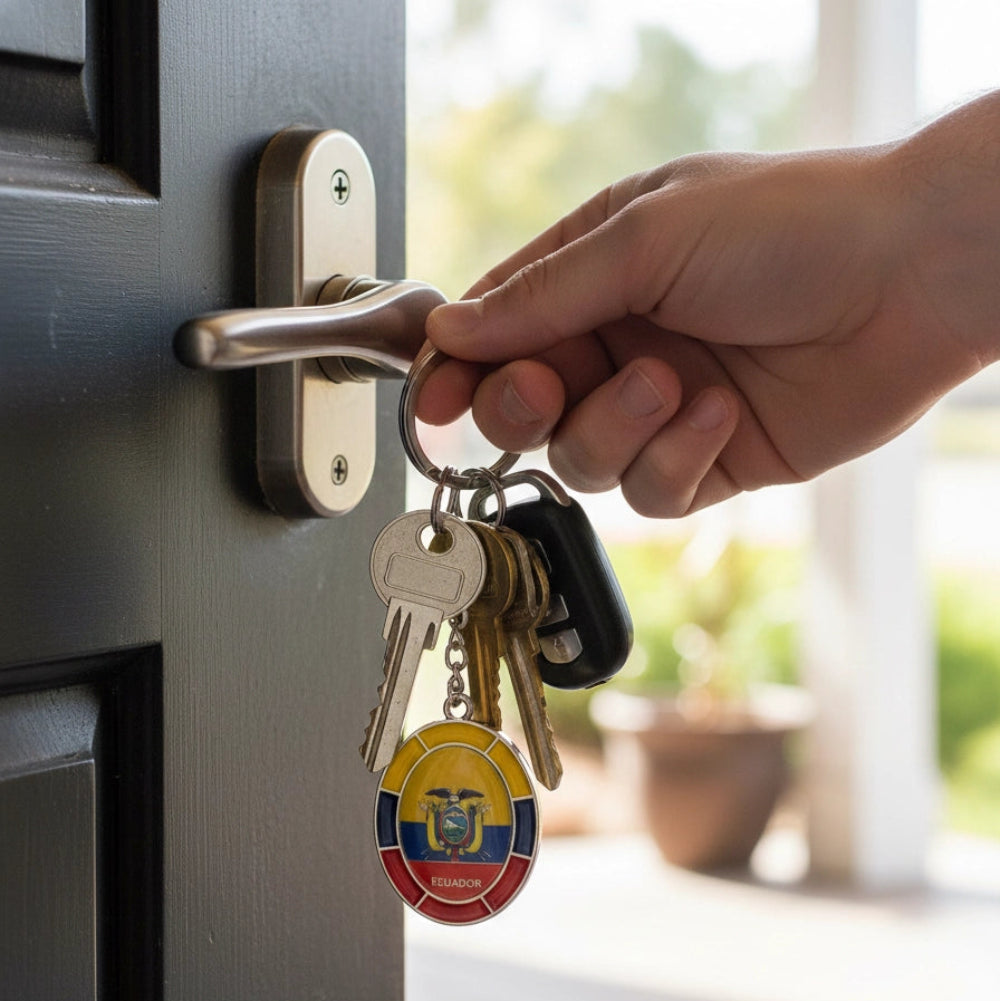 Ecuador Flag Round Enamel Keychain