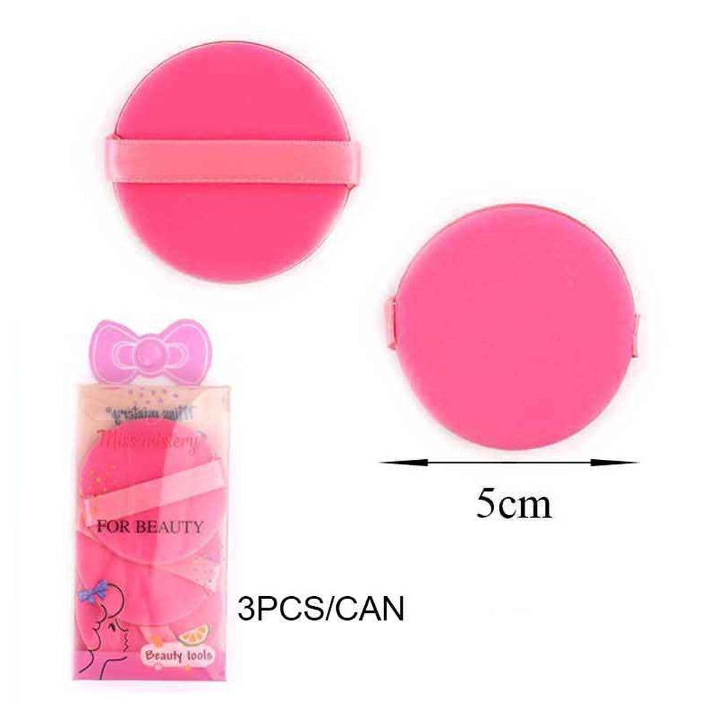 Mini Round Velvet Powder Puff Set (5cm, 3 Pk)