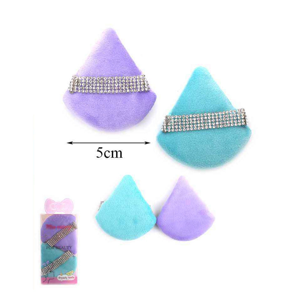 Triangular Velvet Powder Puff with a Rhinestone Finger Strap (KNV-8370)
