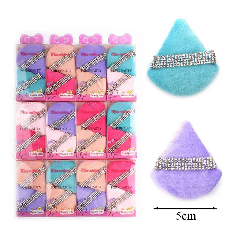 Triangular Velvet Powder Puff with a Rhinestone Finger Strap (KNV-8370)