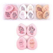 Bunny Print Egg-Shaped Powder Puff Set (4 Pcs)