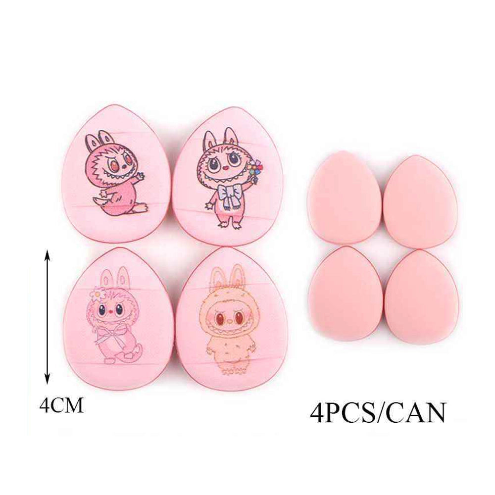 Bunny Print Egg-Shaped Powder Puff Set (4 Pcs)