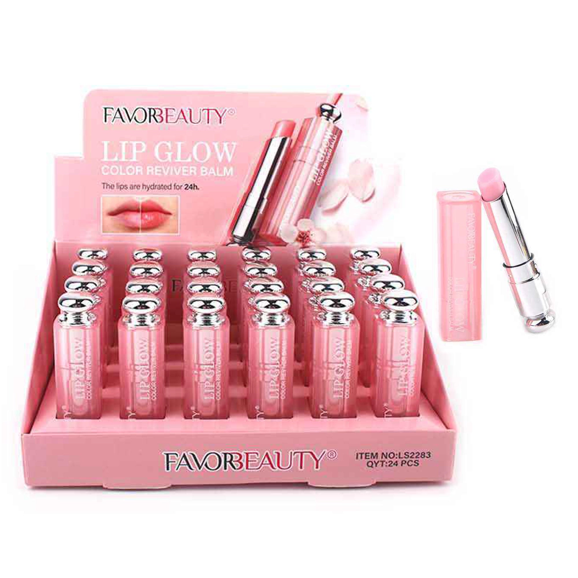 Favorbeauty Lip Glow Color Reviver Balm – 24pc Bulk Display Set (KNV-9744)