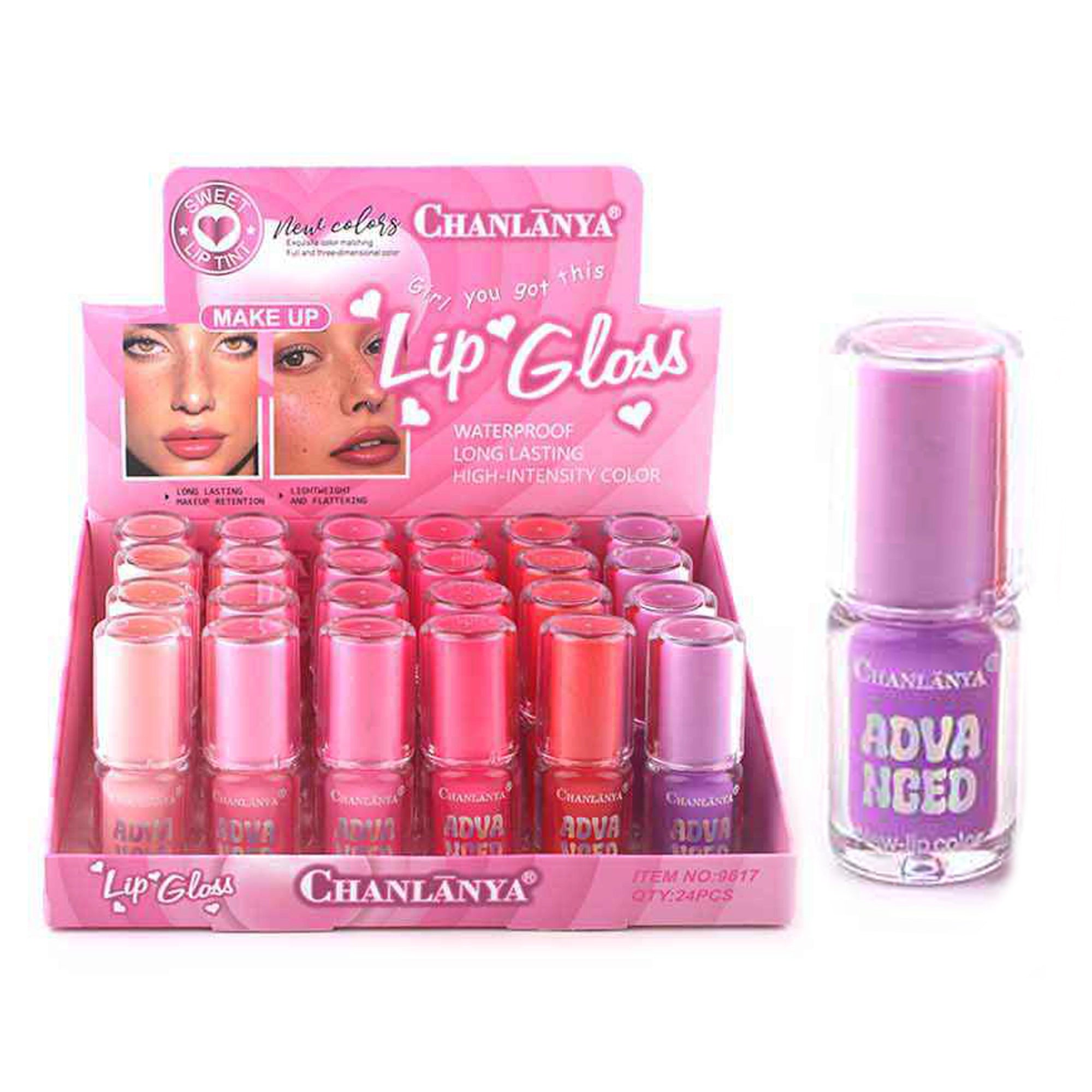 Advanced Waterproof Lip Gloss Set – Long-Lasting High-Intensity Color (24pc) KNV-9773