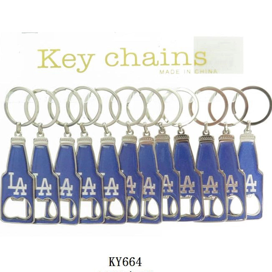 LA Logo Bottle Opener Keychain - Royal Blue 11cm Metal Key Ring - Los Angeles Souvenir & Sports Fan Accessory (KY664)