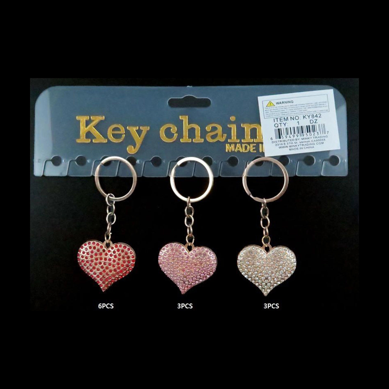 Rhinestone Pave Heart Keychain – Sparkling Crystal Charm in Assorted Colors (KY842)