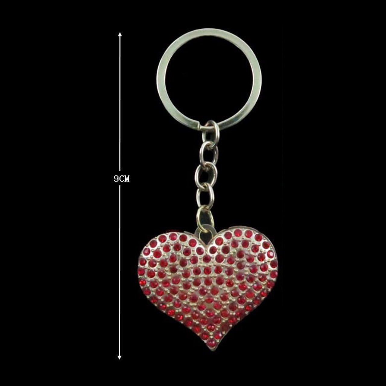 Rhinestone Pave Heart Keychain – Sparkling Crystal Charm in Assorted Colors (KY842)