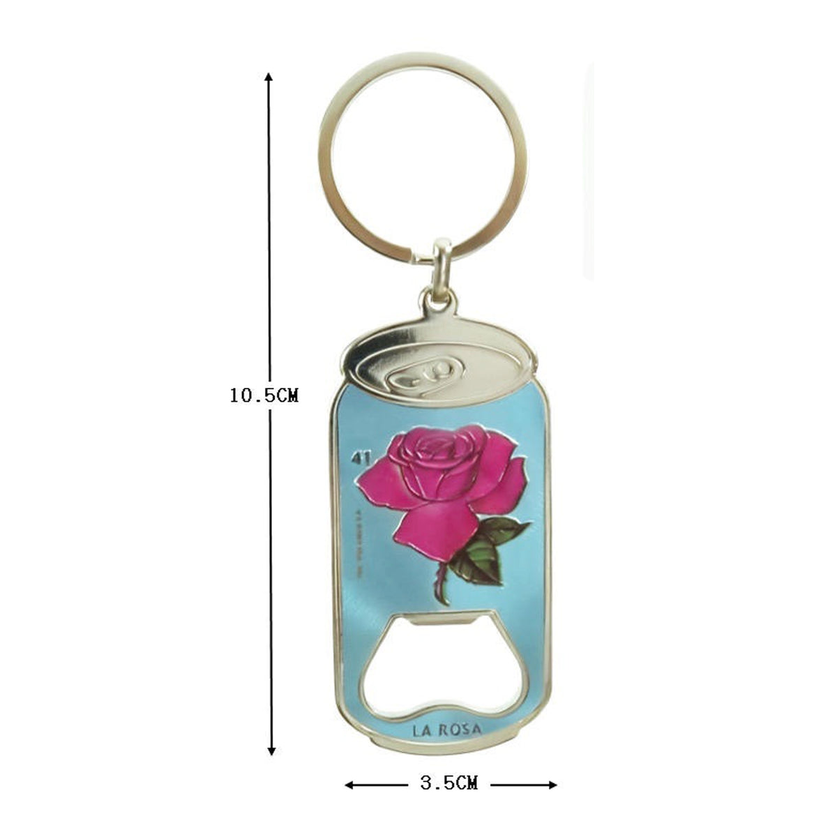 La Rosa Can Bottle Opener Keychain 10.5cm – Assorted Designs, Metal Bottle Opener Keychain | KY909