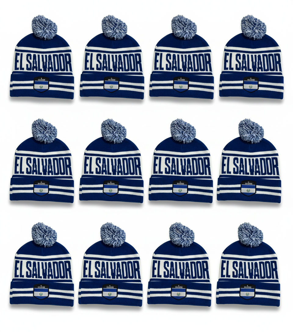 El Salvador Winter Beanie – Salvadoran Flag Knit Hat | Wholesale 1 Dozen