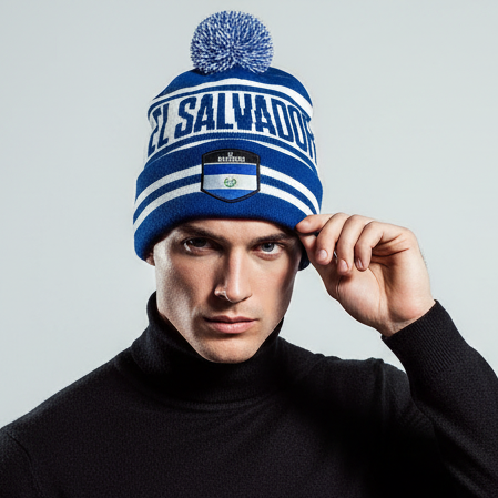 El Salvador Winter Beanie – Salvadoran Flag Knit Hat | Wholesale 1 Dozen