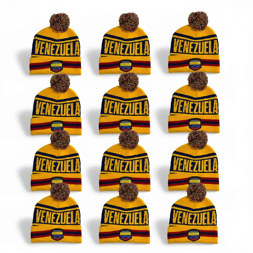 Venezuela Flag Winter Beanie – Venezuelan Heritage Knit Hat | Wholesale 1 Dozen