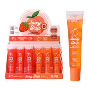 Romantic Beauty Juicy Drip Fruity Lip Gloss Display Set - Strawberry & Peach Hydrating Lip Gloss with Vitamin E