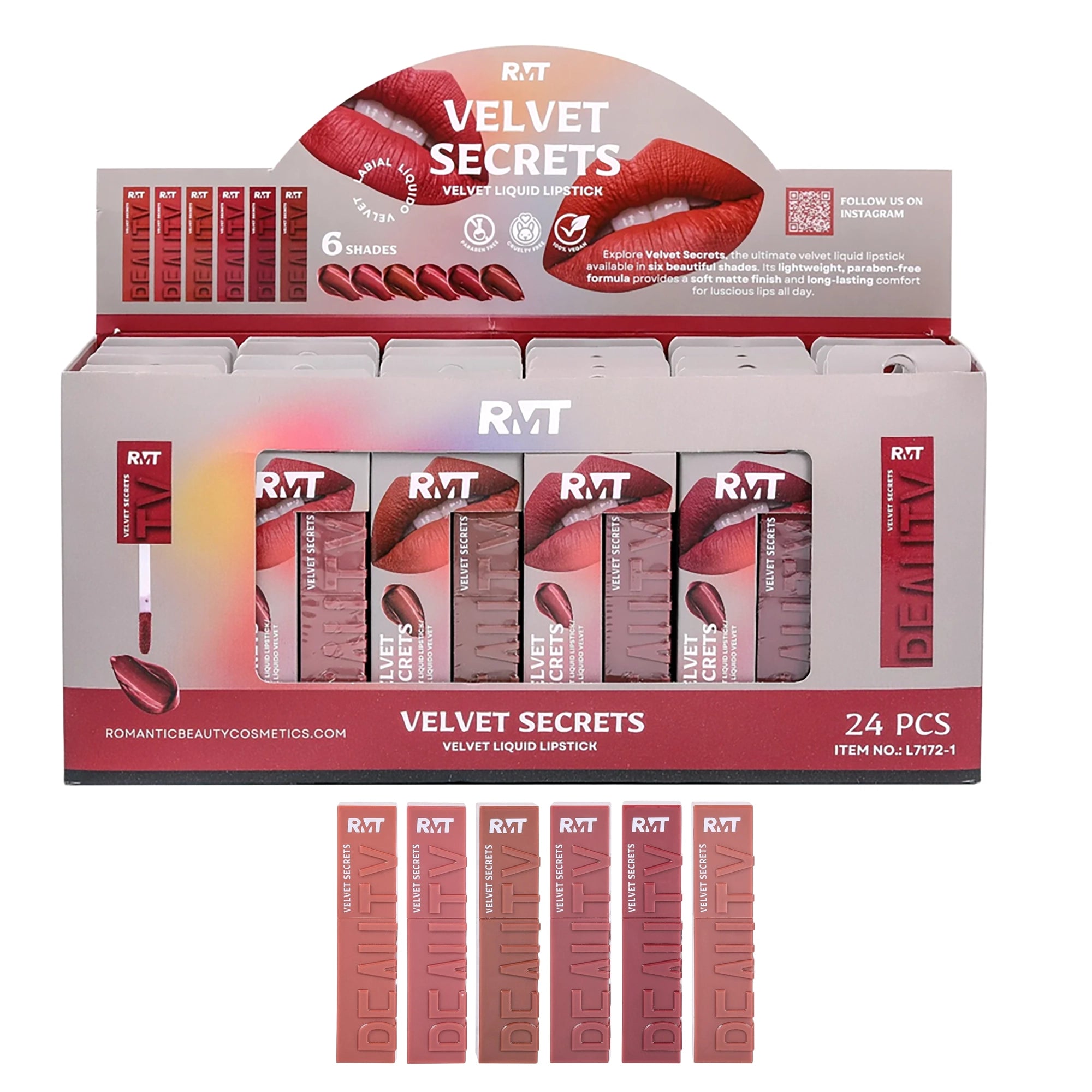 Romantic Beauty - Velvet Liquid Lipstick 24pcs (Nude Color)