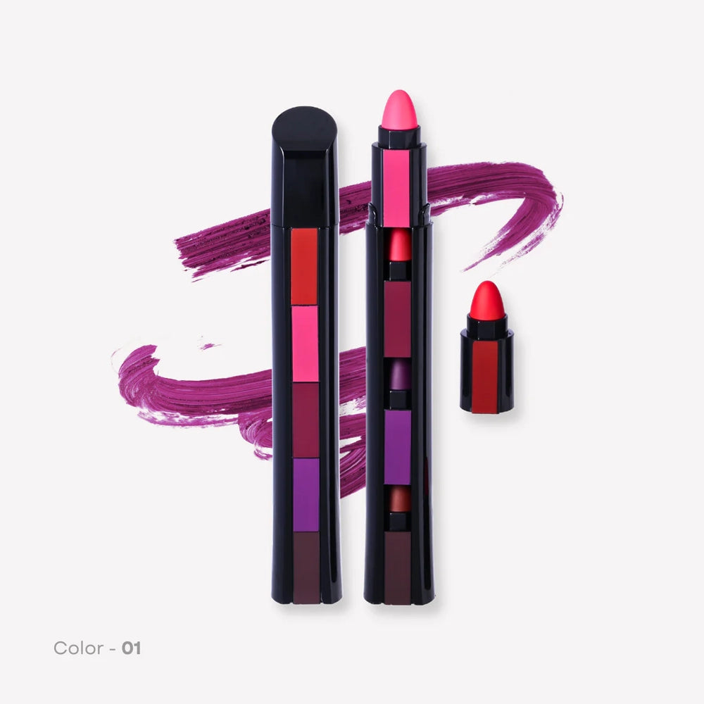 Romantic Beauty - 5-in-1 Lipstick Stack - (Red Tones)