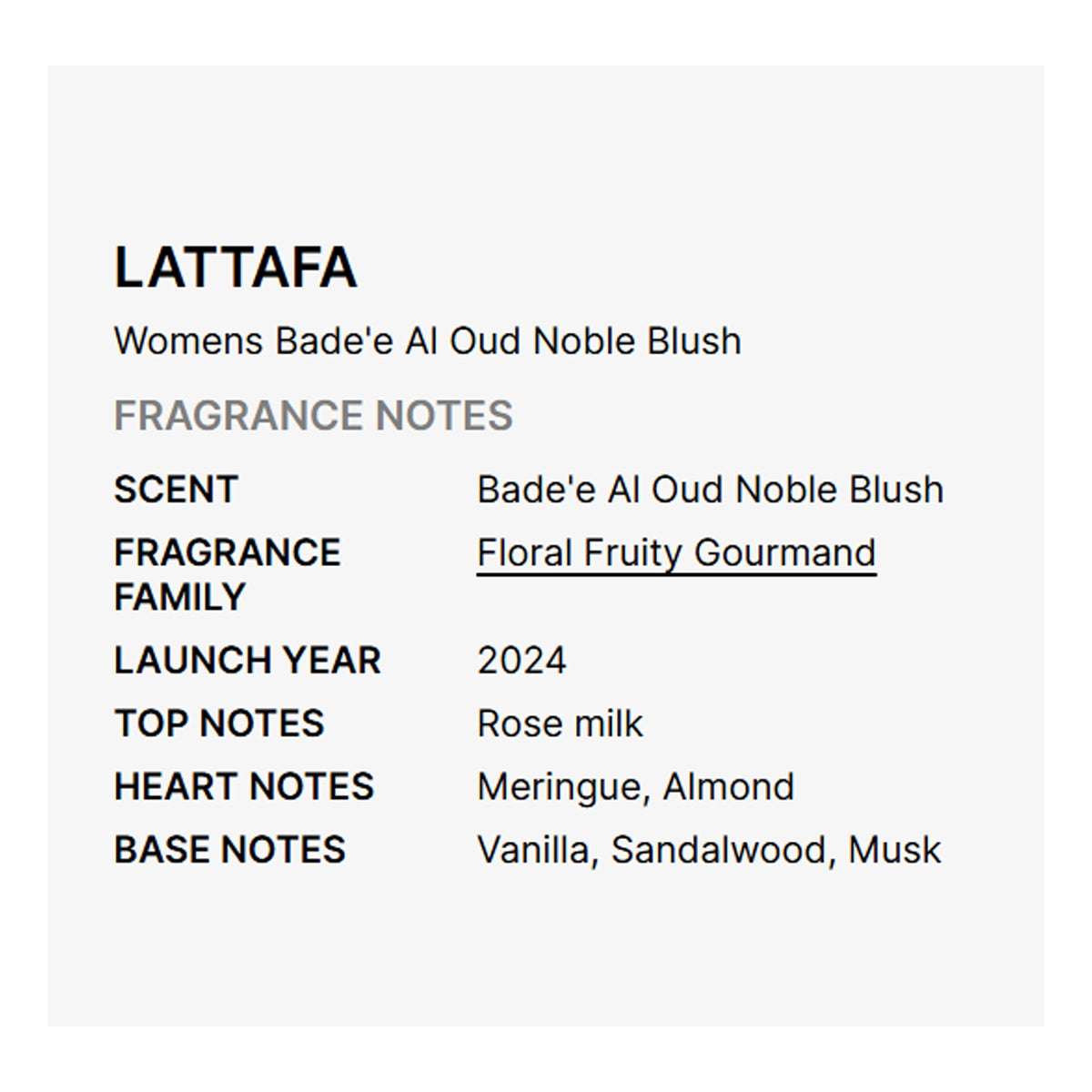 Lattafa - Ladies Bade'e Al Oud Noble Blush Eau de Parfum 3.4 oz (100 ml)