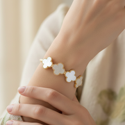 Elegant Four-Leaf Clover Open Cuff Bangle - Set of 12 (LB06A)