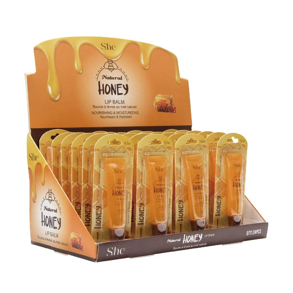 S.he Makeup "Natural Honey" Nourishing & Moisturizing Lip Balm Squeeze Tube – 24pcs