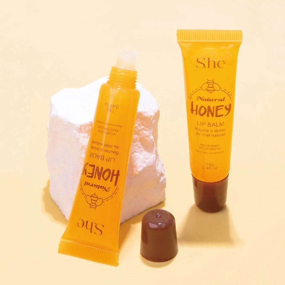 S.he Makeup "Natural Honey" Nourishing & Moisturizing Lip Balm Squeeze Tube – 24pcs