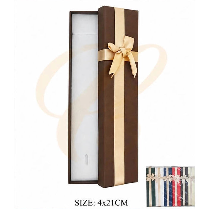 Long Ribbon Bow Bracelet & Watch Gift Box Set 4x21cm | Multi-Color Rigid Bracelet Presentation Box Assortment (12 Pack Bulk) (LBX-0354)