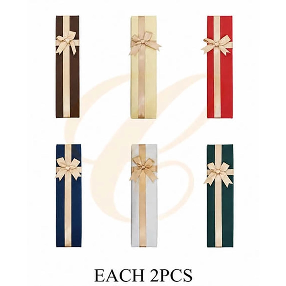 Long Ribbon Bow Bracelet & Watch Gift Box Set 4x21cm | Multi-Color Rigid Bracelet Presentation Box Assortment (12 Pack Bulk) (LBX-0354)