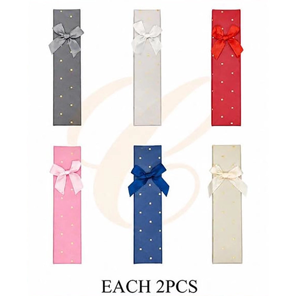 Polka Dot Ribbon Bow Long Bracelet & Watch Gift Box Set 4x21cm | Gold Foil Dot Rigid Presentation Box Assortment (12 Pack Bulk) (LBX-0356)