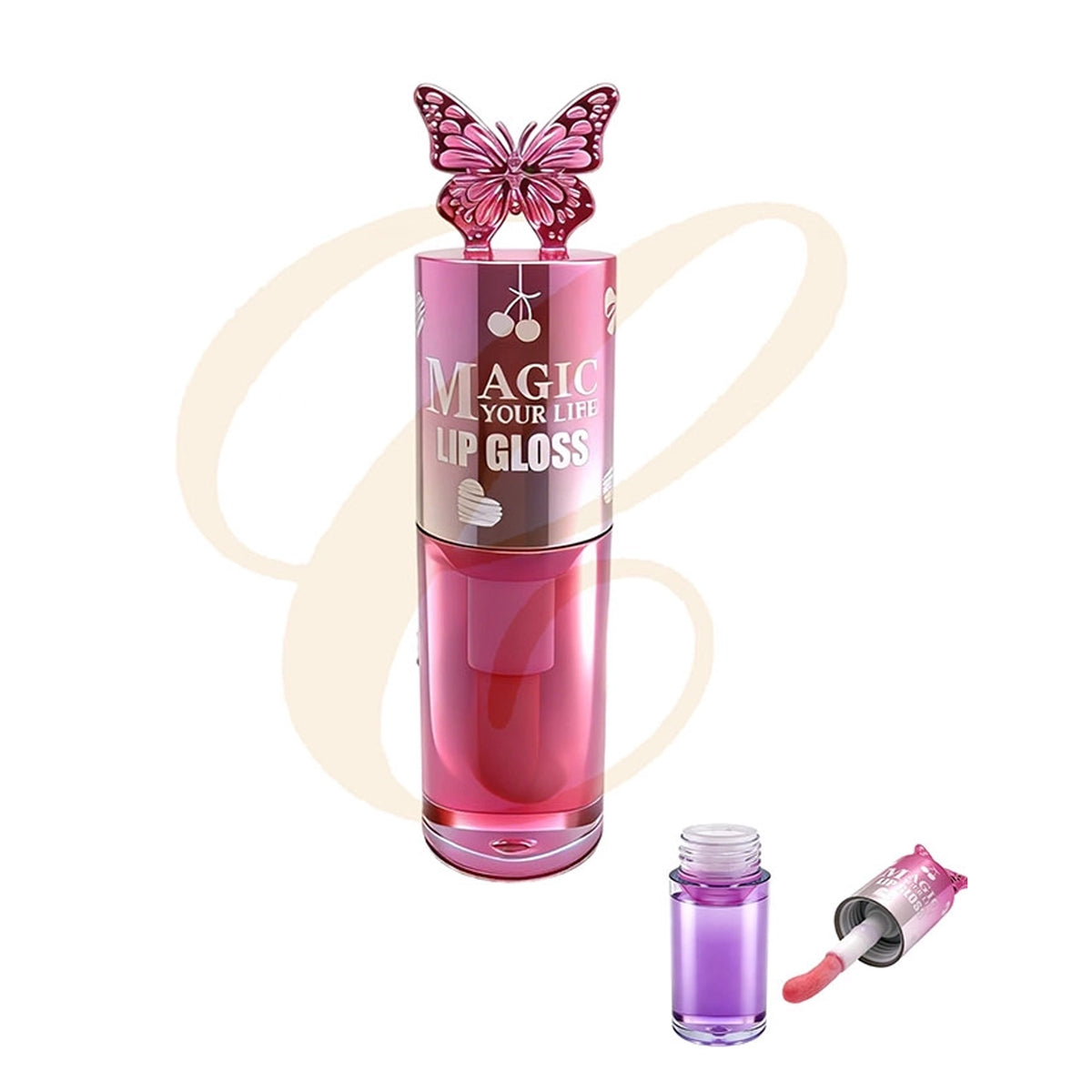 Magic Your Life" Butterfly Topper Lip Gloss Set – High-Shine Hydrating Tinted Gloss 24-Pieces (LCS-0792)