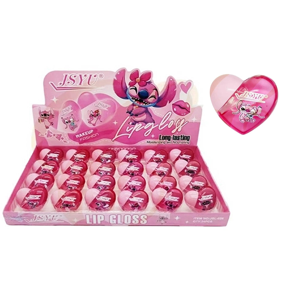 Heart-Shaped Cute Character Lip Gloss Set – Long-Lasting Moisturizing Lip Oil (24 Pcs Display) (LCS-0809)