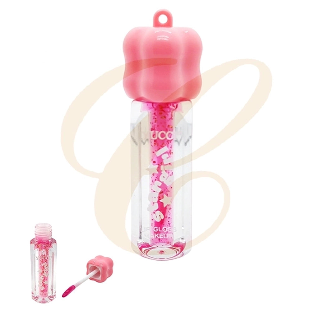 Star Girl Glitter Lip Gloss Set – Cute Pumpkin Cap Hydrating Lip Oil (24-Piece Display Box) (LCS-0815)