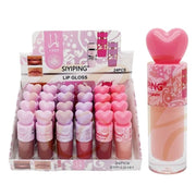 Heart-Top Hydrating Lip Gloss Display Set (24 Pcs) – High-Shine Nude & Pink Lip Tint Box (LCS-0831)
