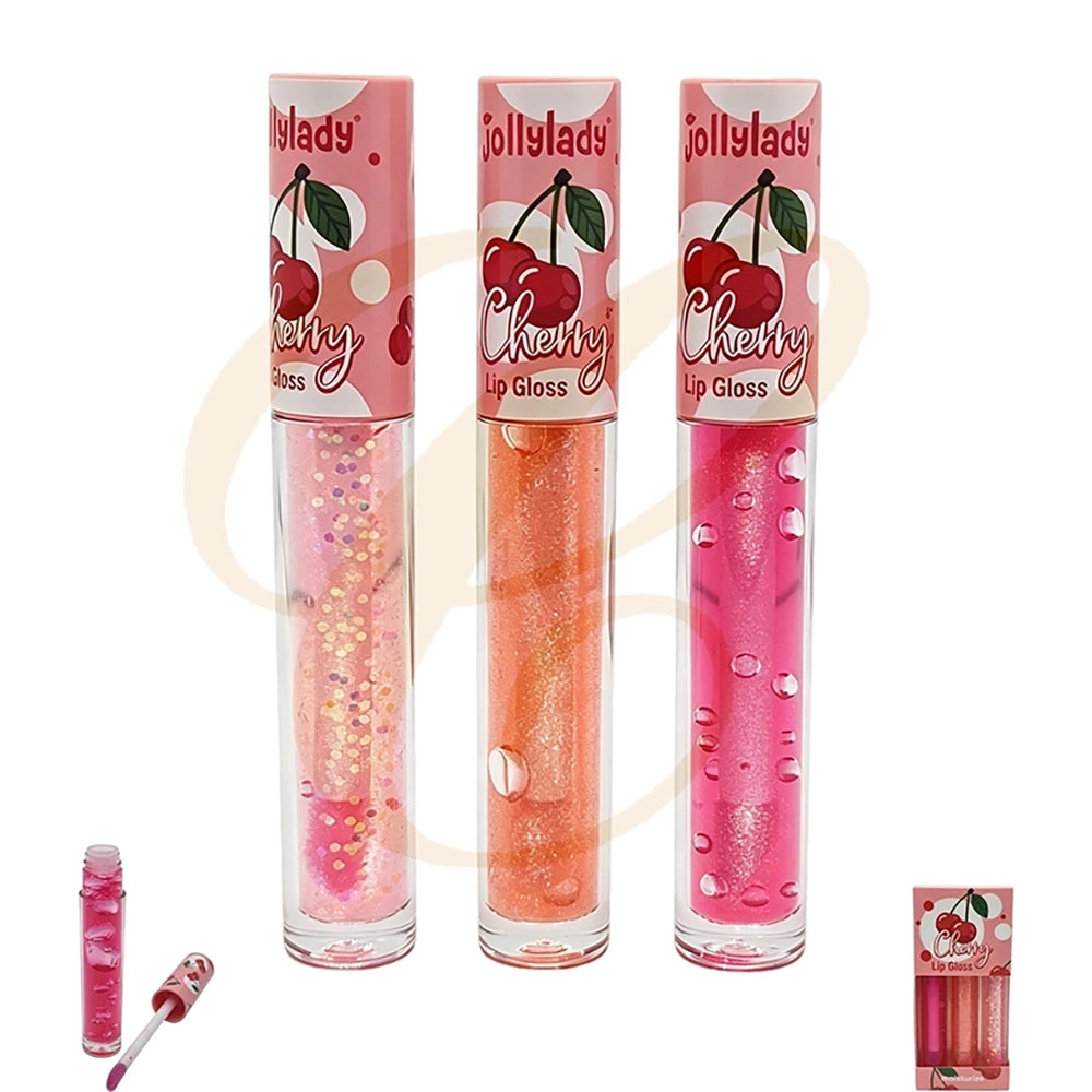Jollylady Fruit Flavor Hydrating Lip Gloss – Long-Lasting Shiny Lip Gloss Display Set (12-Piece (LCS-0873)
