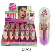 ROMANTIC MAY Super Stay Matte Lipstick – 24H Long-Lasting Waterproof Lip Color Display (24-Piece) (LCS-0885)