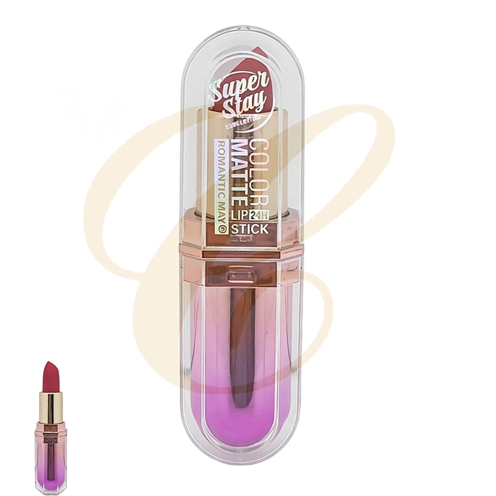 ROMANTIC MAY Super Stay Matte Lipstick – 24H Long-Lasting Waterproof Lip Color Display (24-Piece) (LCS-0885)